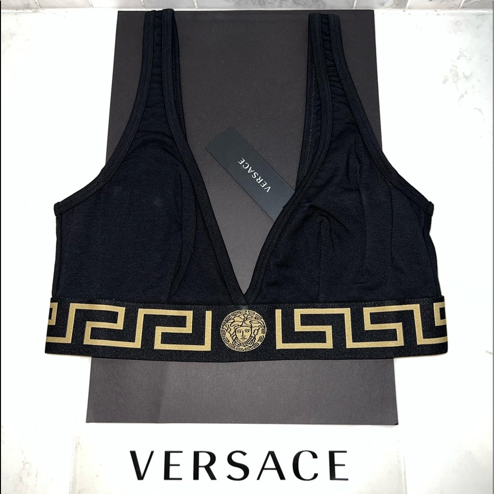 Versace underwear black greca border triangle bra size 3